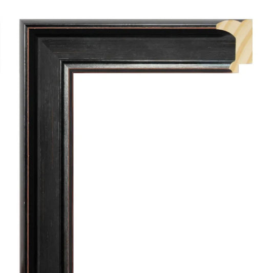 Siyah Eskitme Renkli Ahşap Çerçeve - Turuncu Zeminli