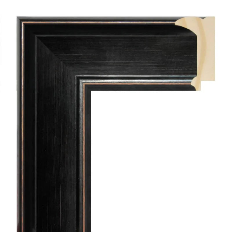 Sıyah Eskitme Ahşap Çerçeve - Turuncu Zemın Üzerine