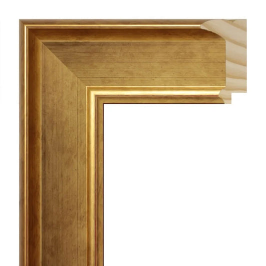 Gül Altın Eskitme Ahşap Çerçeve - Kırmızı Zeminli