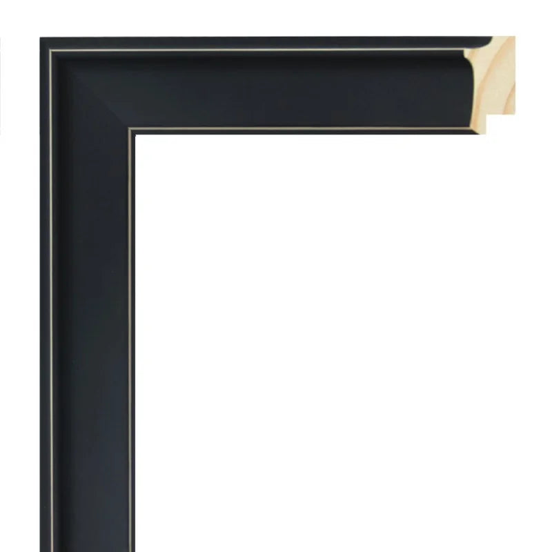 Mat Siyah Ahşap Çerçeve - Altın Kenarlı