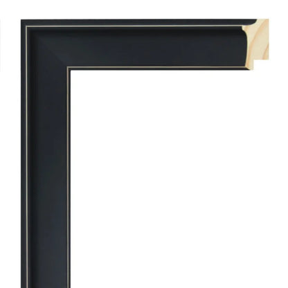 Mat Siyah Ahşap Çerçeve - Altın Kenarlı