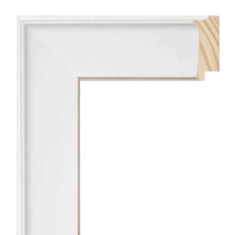 Mat Beyaz Ahşap Çerçeve - Altın Kenarlı