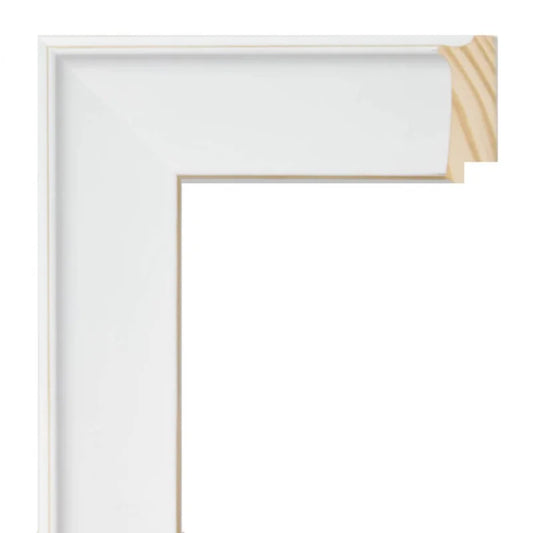 Mat Beyaz Ahşap Çerçeve - Altın Kenarlı