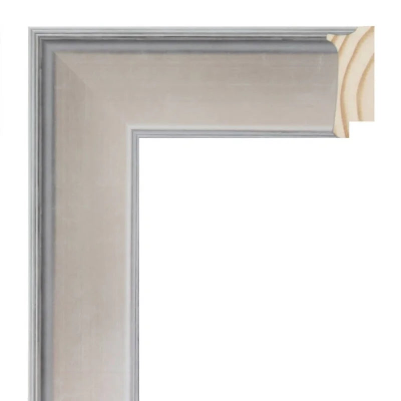 Eskitme Gümüş Renkli Ahşap Çerçeve - Siyah Akzeminli