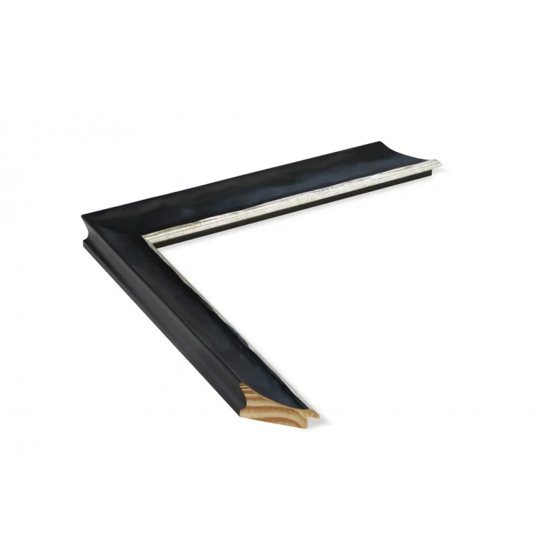 Siyah Antrasit Mat Ahşap Çerçeve - Gümüş Kenarlı