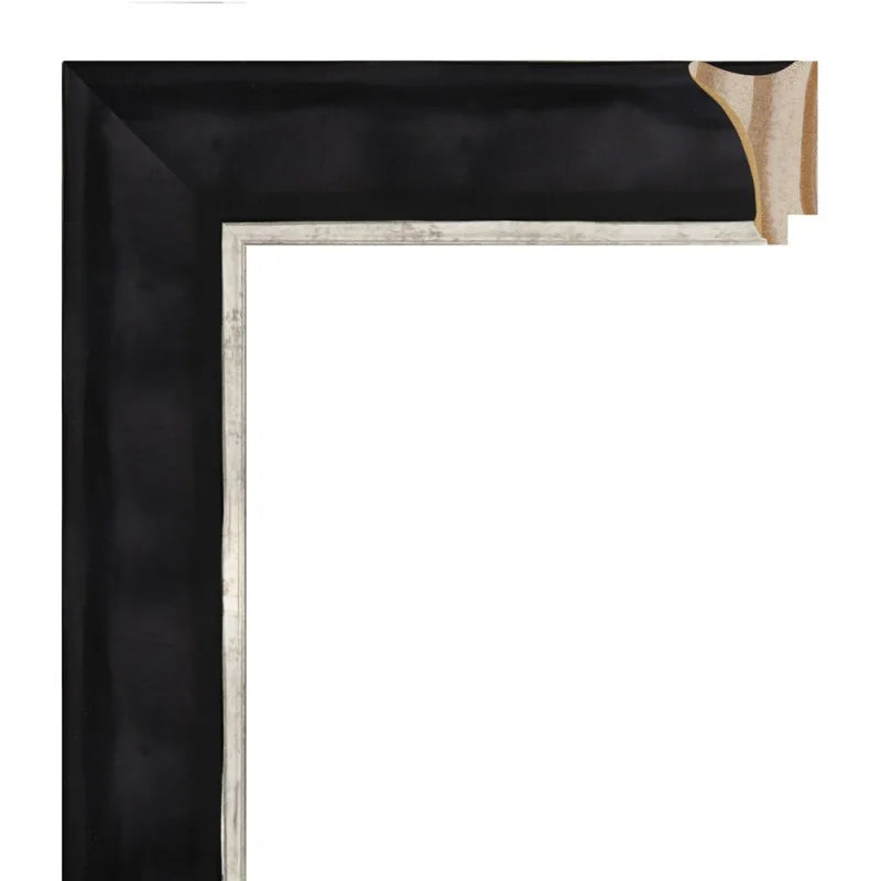 Siyah Antrasit Mat Ahşap Çerçeve - Gümüş Kenarlı