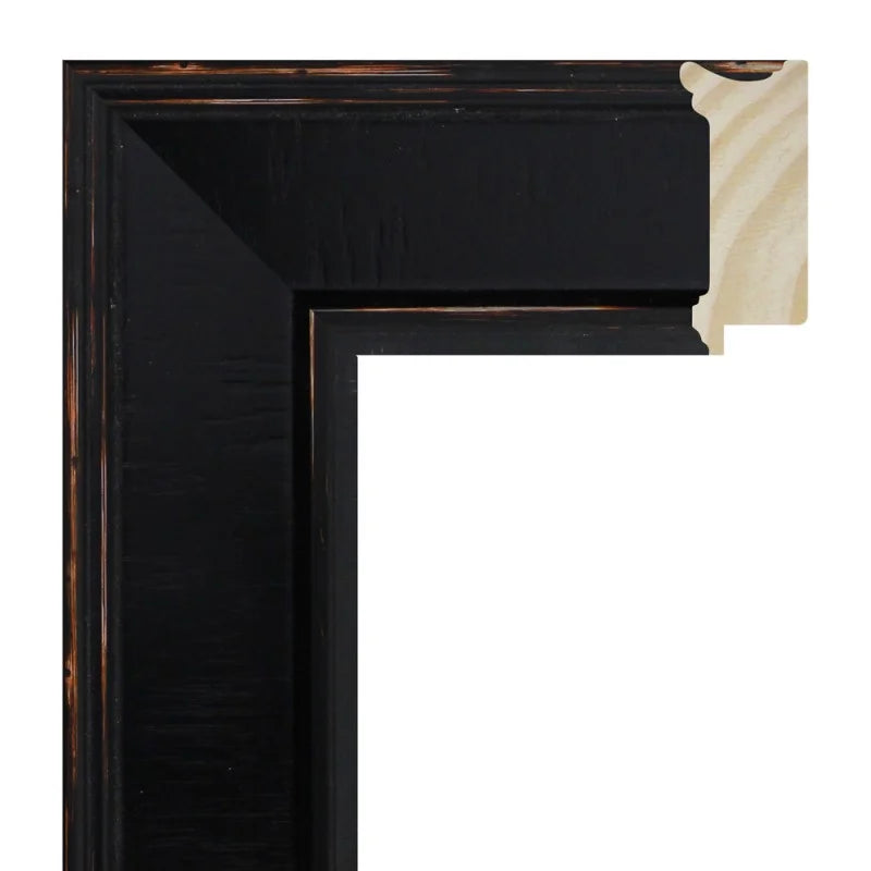 Siyah Eskitilmiş Ahşap Çerçeve - Turuncu Zeminli