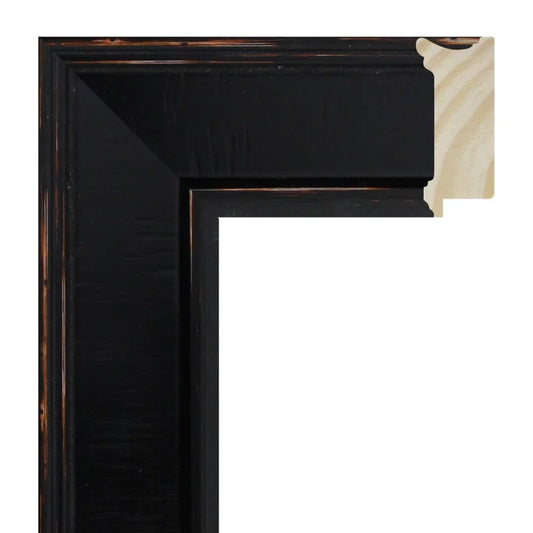 Siyah Eskitilmiş Ahşap Çerçeve - Turuncu Zeminli