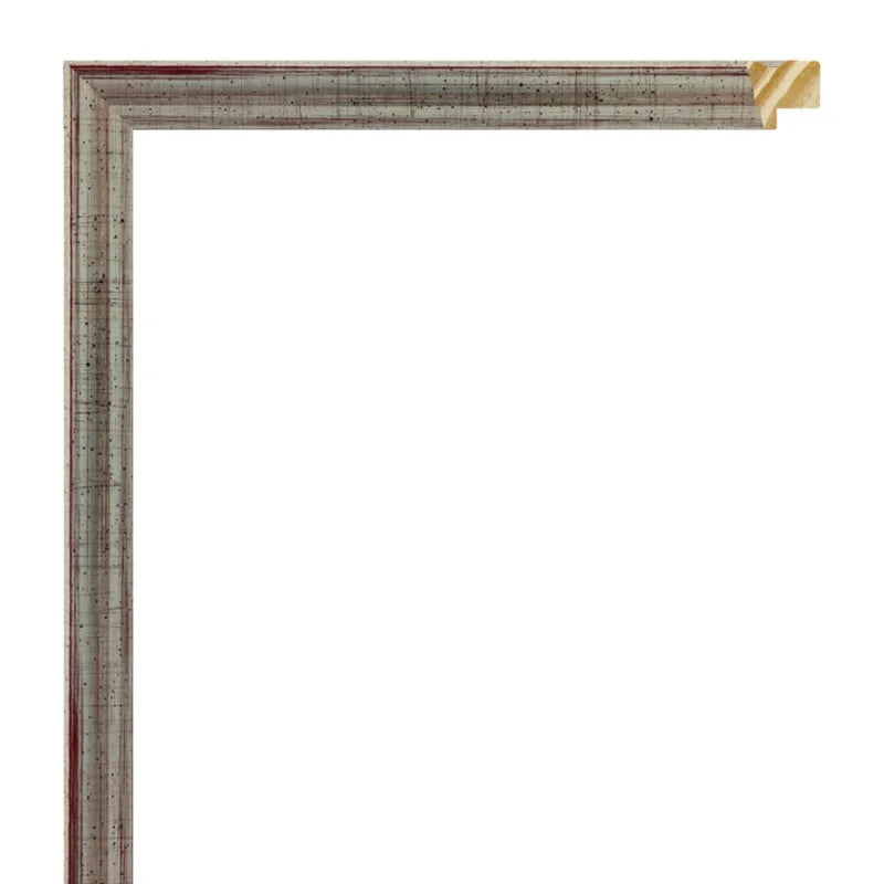 Gümüş Ahşap Çerçeve - Kırmızı Zeminli