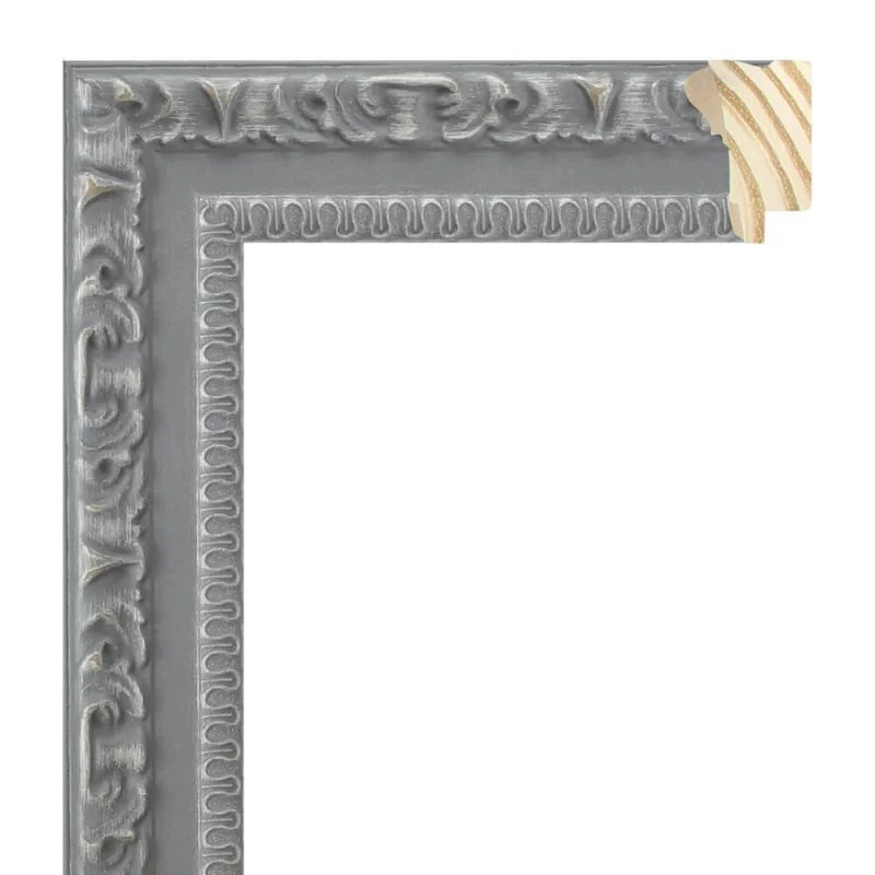 Gri Klasik Desenli Ahşap Çerçeve