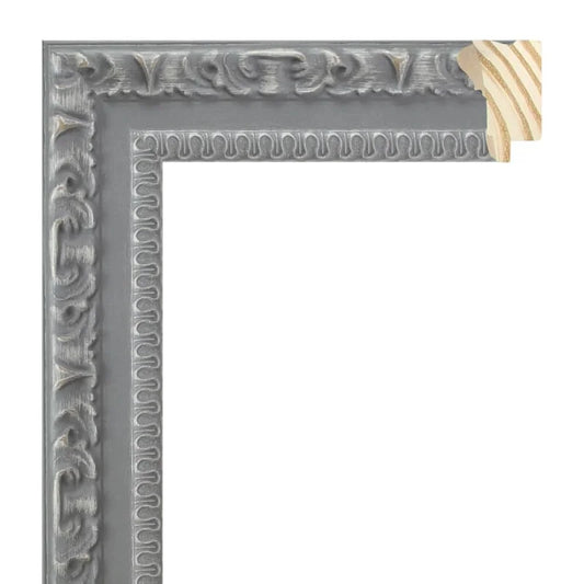 Gri Klasik Desenli Ahşap Çerçeve