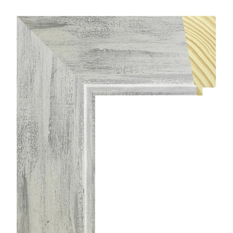 Beyaz Yıkamalı Dokulu Ahşap Çerçeve