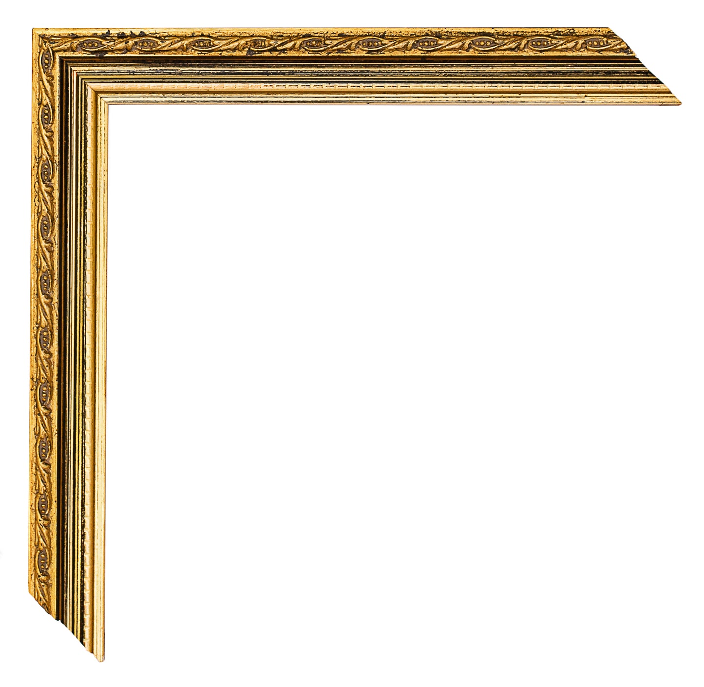 Altın Eskitilmiş Ahşap Oyma Çerçeve - Siyah Zeminli