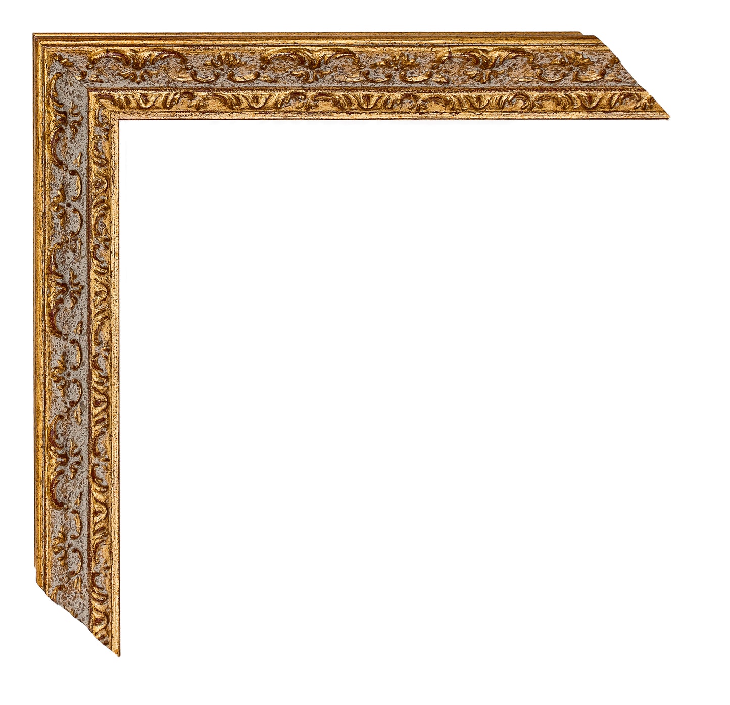 Altın / Gri Eskitilmiş Dekoratif Ahşap Oyma Çerçeve