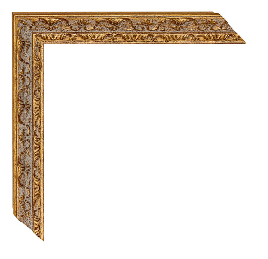 Altın / Gri Eskitilmiş Dekoratif Ahşap Oyma Çerçeve