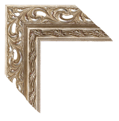 Gümüş Tonlu Dekoratif Ahşap Oyma Çerçeve