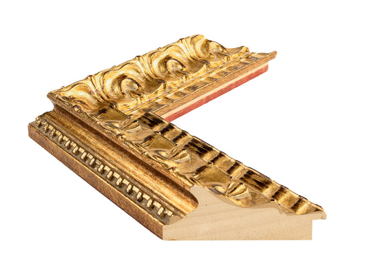 Altın Dekoratif İşlemeli Ahşap Çerçeve - Kahverengi Eskitmeli